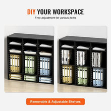 36 Compartments Wood Literature Organizer with Removable Shelves Mailboxes Slot for Office Home Classroom (Black)