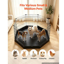 Dog Playpen 30" 8-Panel Foldable Metal Fence with Door & Pad (Black)