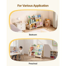 3-Tier Kids Bookshelf with Sling Book Rack & Storage Bag Toy Storage Organizer for Kids Room