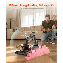 Remote Control Excavator Toy – 1:20 Scale 11-Channel RC Digger with Lights & Sounds Full-Function Construction Vehicle 2 Batteries
