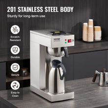 12-Cup Commercial Drip Coffee Maker with Thermal Carafe – Stainless Steel Pour-Over Brewer for Restaurant Office Cafe