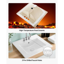 20.08" x 18.31" Rectangular Semi-Recessed Bathroom Sink White Ceramic Basin with Overflow 3-Hole Faucet