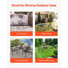 47-Inch Round Metal Bistro Table with Umbrella Hole – All-Weather Steel Slat Patio Furniture for Lawn Garden and Porch (Black)