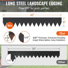 6 Inch x 10' Ft Hammer-in Edging Border with 5 Clips Steel Garden Edging Borders Bendable Metal Landscape Edging (Pack of 3)