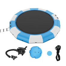 15FT Inflatable Water Bouncer Floating Trampoline with 3-Step Ladder & Electric Pump