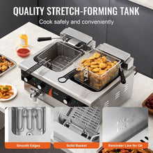 Commercial Deep Fryer 3500W Dual Tank, 2 x 9Qt/8.5L Stainless Steel with 2 Baskets & Temp Control