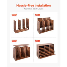 27-Compartment Wooden Literature Organizer Mail Sorter – (Dark Brown)
