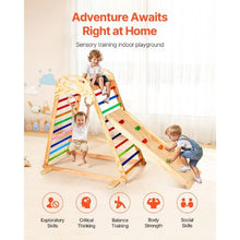 4-in-1 Wooden Indoor Jungle Gym, Montessori Playset with Climbing Rock, Slide & Gym Rings