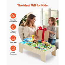 50x25x15.5 Inch Wooden Train Table with Large Storage Drawer – 3-in-1 Toy for Kids 3+