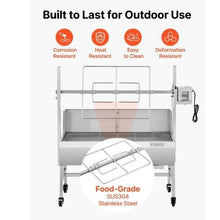 Rotisserie Grill 38W Charcoal Pig & Lamb Roaster 132 LB Capacity 7-Level Height Stainless Steel