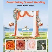 33' Ft Burnt Orange Wedding Arch Draping Fabric Reception Backdrop Wedding Decoration Artificial Wedding Arch Flowers Kit XH-HQ07 (Pack of 5)