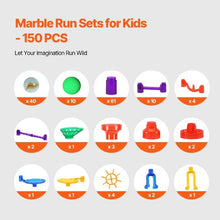150-Piece Marble Run Set with 10 Glow-in-the-Dark & 40 Glass Marbles – STEM Maze Race Track Toy for Kids 3+