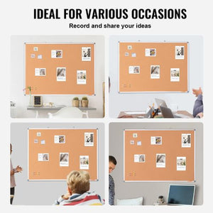 48"x36" Large Cork Board – Wall-Mounted Bulletin Board for School Home Office