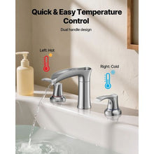 Roman Tub Faucet 3-Hole Waterfall Bathtub Faucet Set 2 Handles Deck Mount Hot & Cold Silver