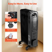 1500W/L Electric Oil Filled Radiator with LED Screen, Over-Heat Protections for Indoor Use