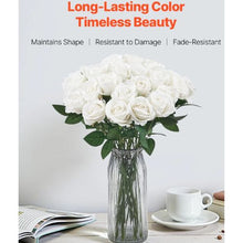 White Roses Realistic Bouquet for Xmas Home Decor Artificial Flowers JNR-WHITE-060 (60 PCS)