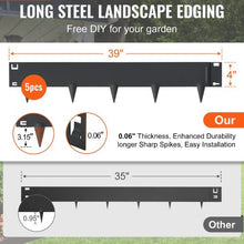 5 Inch x 16.25' Ft Steel Garden Edging Borders Hammer-in Edging Border Bendable Metal Landscape Edging for Yard (Pack of 5)