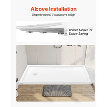 60 x 36 Inch Shower Pan Single Threshold Shower Base with Left Drain (White)