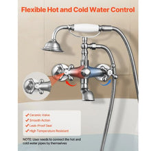 Clawfoot Tub Faucet Wall-Mount Bathtub Filler Handheld Shower Brushed Nickel 360° Spout