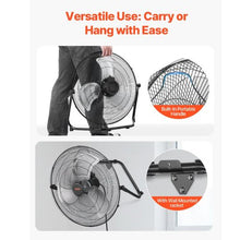 20-Inch Industrial Floor Fan - 4,800 CFM High Velocity 3-Speed Metal Fan with 360° Tilt