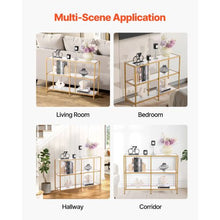 39 In Glass Console Table – Modern Gold Sofa Table with Iron Legs