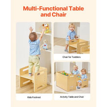 Montessori Toddler Table and Chair Set with 2 Chairs Adjustable Height Natural