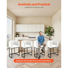 25 Inch Counter Height Stools with Backrest for Kitchen Dining Room (White)