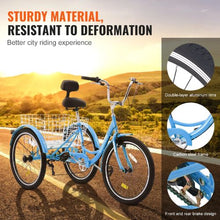 20-Inch Adult Tricycle, 7-Speed Three-Wheel Cruiser Bike with Basket and Adjustable Seat for Seniors & Couples