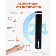 Tower Fan, 23.3ft/s Velocity, Quiet 70° Oscillation, 9 Speeds, 4 Modes, 24H Timer, Portable Bladeless Fan with Remote Control for Bedroom, Office, Home