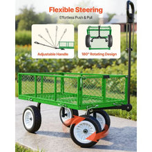 900 LBS Steel Garden Cart Heavy-Duty Wagon with 10" Tires, Detachable Panels & Adjustable Handle