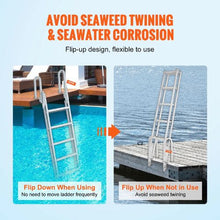 Flip-Up 5-Step Dock Ladder 350 lbs Capacity Aluminum Nonslip Rubber Mat DLF5