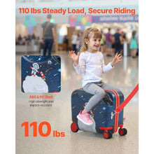 Kids Ride-On Luggage – 18" Carry-On for Kids (Blue & White)