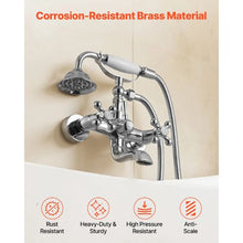 Clawfoot Tub Faucet Wall Mount Bathtub Filler with Handheld Shower Chrome Adjustable Swing Arms & 360° Spout