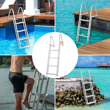 Removable 4-Step Dock Ladder 350 lbs Capacity Aluminum Nonslip Mat DL4L350
