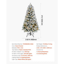 Prelit Flocked Artificial Xmas Christmas Tree and 120 Warm LED Lights with 8 Light Modes Metal Stand (4FT)