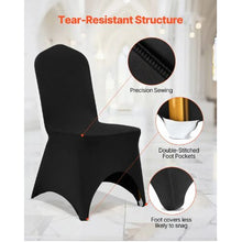 50-Pack Stretch Spandex Folding Chair Covers Universal Arched Front Slipcovers for Wedding Banquet & Party (Black)