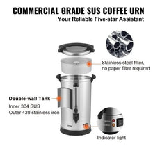 65 Cups Commercial Coffee Urn with Detachable Power Cord for Easy Cleaning