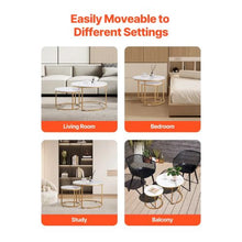 Round Nesting Coffee Tables Set of 2 – White & Gold