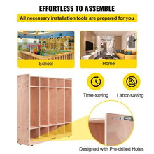 5-Section Coat Locker with Hooks and Storage Boxes for Kindergarten School Classroom – (Natural)