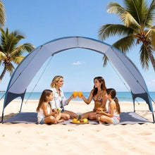 4-Person Beach Tent Sun Shelter – UPF 50+ Portable Canopy with Carry Bag & Ground Stakes for Camping Fishing & Outdoor Use