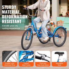 24" Folding Adult Tricycle, 7-Speed 3-Wheel Cruiser Bike with Basket for Women Men Seniors