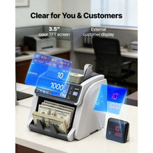 Mixed Denomination Money Counter Machine with CIS/UV/MG/IR/DD/DBL/HLF/CHN Counterfeit Detection Multi-Currency Support External Display