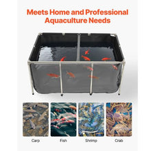 270-Gal PVC Koi Fish Pond with Viewing Panel Stainless Steel Frame & Drain Valve
