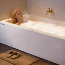 60" x 30" Contemporary Alcove Acrylic Bathtub Soaking Tub with Right Hand Drain Overflow Hole Integral Flange (White)