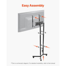 32-65" Rolling TV Stand, Height Adjustable Portable with Wheels for Home & Office (Double Bracket) No Tray