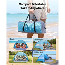 6-Person Beach Tent Sun Shelter – UPF 50+ Portable Canopy with Carry Bag & Sand Pockets for Camping Fishing & Outdoor Use