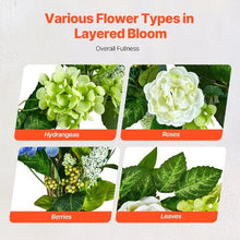 23 Inch Blue and White Green Hydrangeas Roses Year Round Artificial Decorative Wreath WA53361