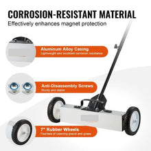 18 Inch Rolling Magnetic Sweeper with Wheels of Workshop Garage Yard