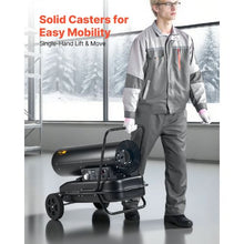 125,000 BTU Forced Air Torpedo Heater with Wheels & Temp Control for Jobsite/Garage/Warehouse/Workshop