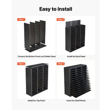 Wood Literature Organizer 48 Compartments Adjustable Shelves Countertop File Sorter (Black)